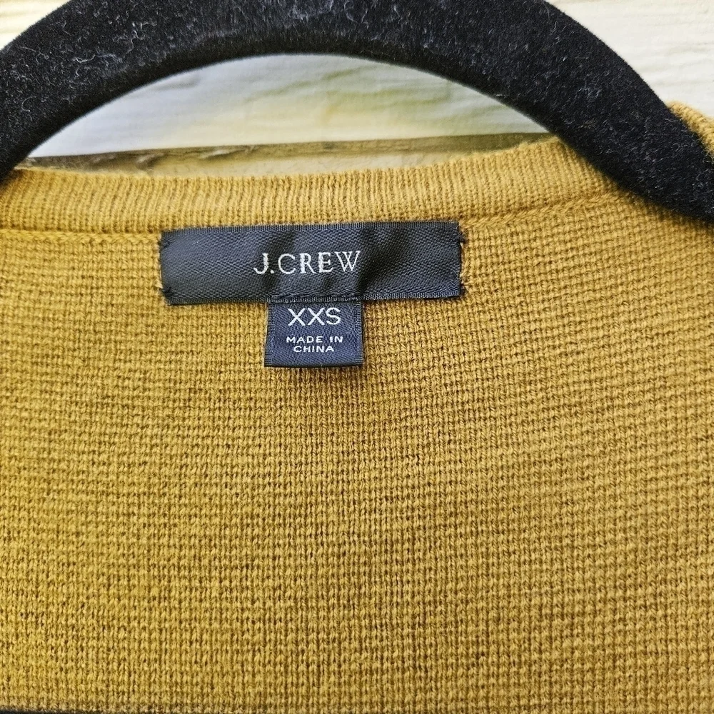 J. Crew Juliette collarless long line sweater blazer navy blue and brown XXS